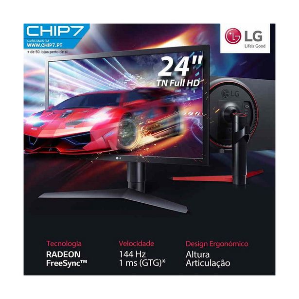 Oferta de LG MONITOR TN 24" (23.6) FHD 144HZ 1 MS HDMI DP AJUSTE GAMING 24GL650-B por 199,99€