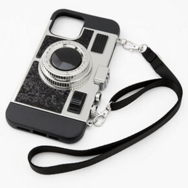 Oferta de Black Glitter Camera Phone Case - Fits iPhone 12 Pro Max por 4€ em Claire's