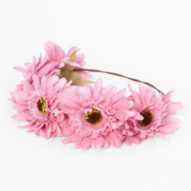 Oferta de Gerbera Pink Daisy Flower Crown por 9,6€ em Claire's