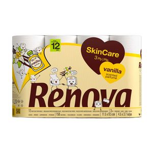 Oferta de Papel Higiénico Skincare Vanilla Renova - 12 rolos por 3,89€ em Pingo Doce