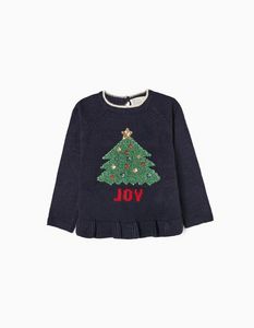 Oferta de Camisola de Natal para Bebé Menina 'Árvore de Natal', Azul Escuro por 7,99€ em Zippy