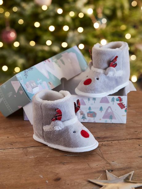 Oferta de Caixa Presente de Natal com botinhas, para bebé - bege... por 7,99€