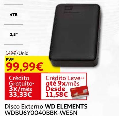 Oferta de DISCO EXTERNO WD ELEMENTS por 99,99€