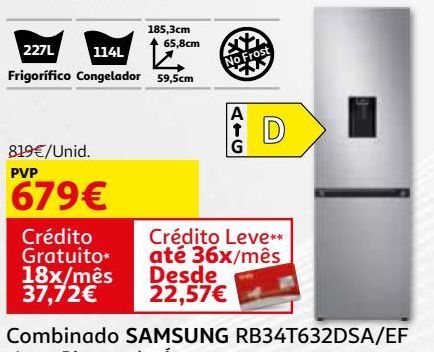 Oferta de COMBINADO SAMSUNG:LOOK INOX  RB34T632DSA/EF por 679€