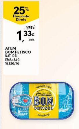 Oferta de Atum em lata Bom Petisco por 1,33€