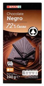 Oferta de Choc SPAR Negro 72% Cacau 100gr por 1,49€ em SPAR