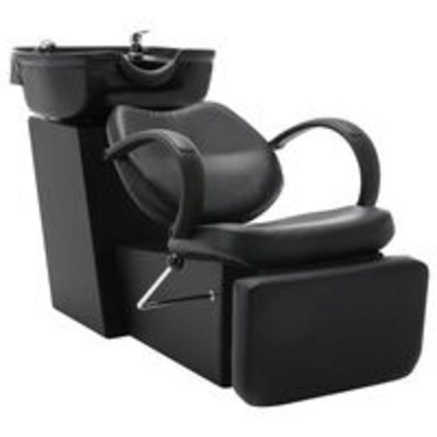 Oferta de VidaXL Cadeira de salão/cabeleireiro com lavatório couro artificial preto por 405,99€ em VidaXL