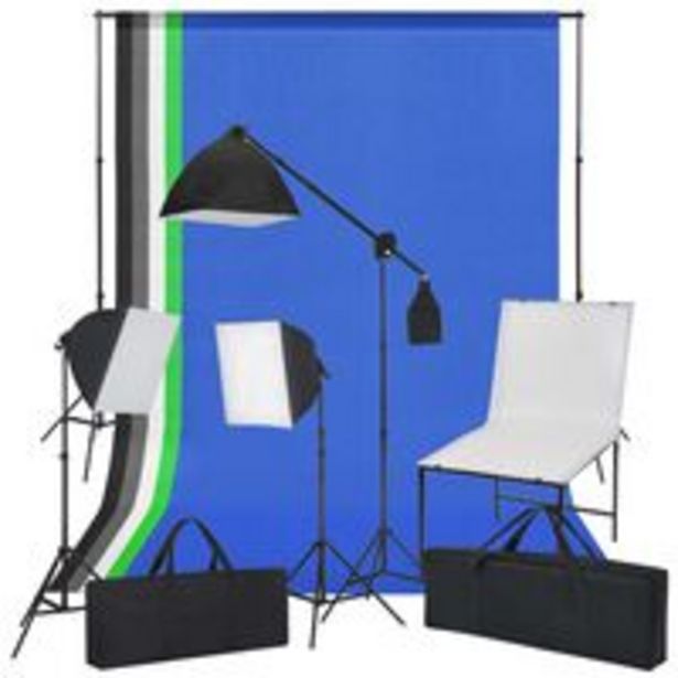 Oferta de VidaXL Kit estúdio fotográfico com mesa, luzes e fundos por 279,99€ em VidaXL