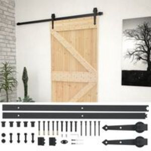 Oferta de VidaXL Porta de correr com ferragens 80x210 cm madeira de pinho maciça por 192,99€ em VidaXL