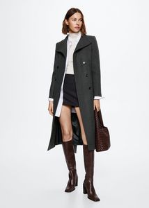 Oferta de Sobretudo de lã com cinto por 99,99€ em Mango