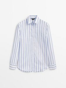 Oferta de Camisa Mistura De Algodão Com Dupla Risca por 29,95€ em Massimo Dutti