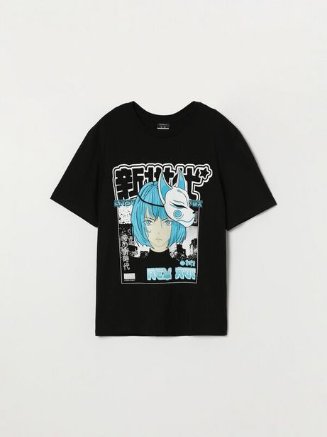 Oferta de T-Shirt Estampada Com Maxiprint Anime por 9,99€ em Lefties