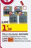 Oferta de PILHA LITIO BOTÃO AUCHAN  por 1,39€ em Auchan