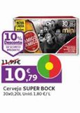 Oferta de CERVEJA SUPER BOCK 30X0.20L por 10,79€ em Auchan