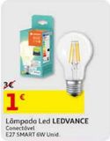 Oferta de LAMPADA LED LEDVANCE E27 SMART CLA60 6W por 1€ em Auchan