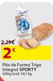 Oferta de PÃO DE FORMA TRIGO INTEGRAL SPORTY 400GR por 2€ em Auchan