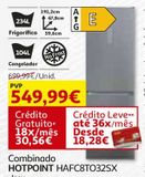 Oferta de COMBINADO HOTPOINT INOX 338L HAFC8 TO32SX por 549,99€ em Auchan