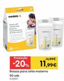 Oferta de Sacos para leite materno 50 unidades por 11,99€ em Toys R Us