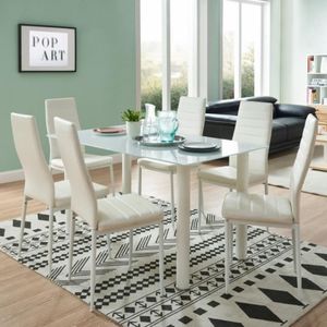 Oferta de Pack mesa SHADE II (branco) + 6 cadeiras ZARA (branco) por 169,9€ em Homy Casa