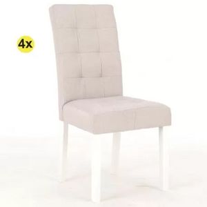 Oferta de Pack de 4 cadeiras FLORIDA (bege com pés brancos) por 199€ em Homy Casa